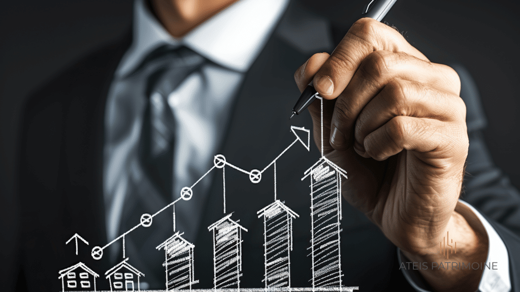 Illustration d’un investissement en SCPI représentant l’immobilier collectif et la diversification patrimoniale.